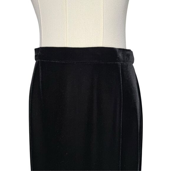 Vintage Women’s 10 Black Velvet Maxi Skirt With Slit Stretch Whimsigoth 90s - Picture 2 of 7